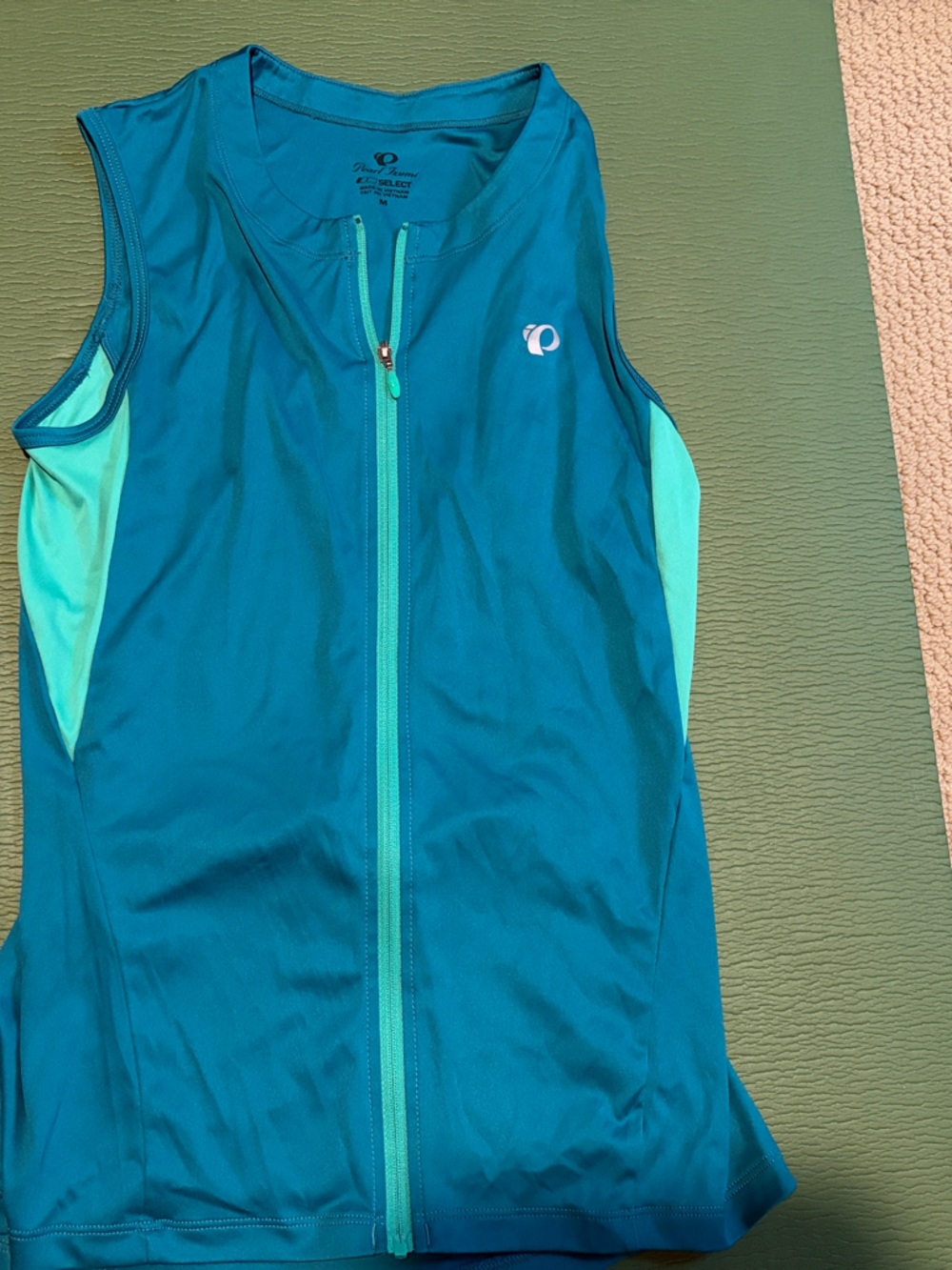 Pearl Izumi Teal Zip-Front One-Piece with Aqua Panels